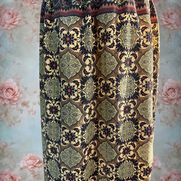 Vintage Sag Harbor Floral Geometric Pattern Wrap Scarf Midi Skirt - Picture 4 of 5
